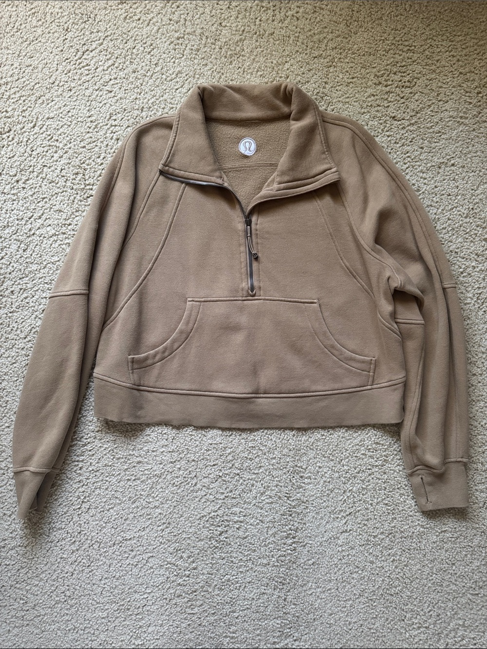 lululemon athletica Scuba Oversized Funnel Neck Half-Zip Filbert Tan